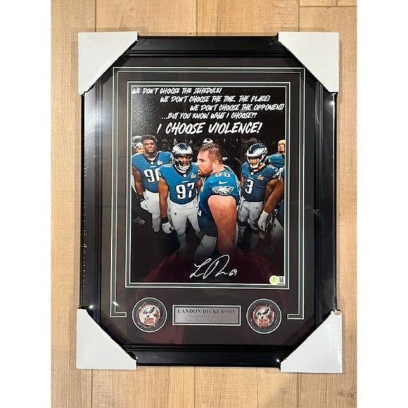 Landon Dickerson signed autographed Eagles SBLIX 11x14 Photo Framed Beckett - Picture 1 of 4